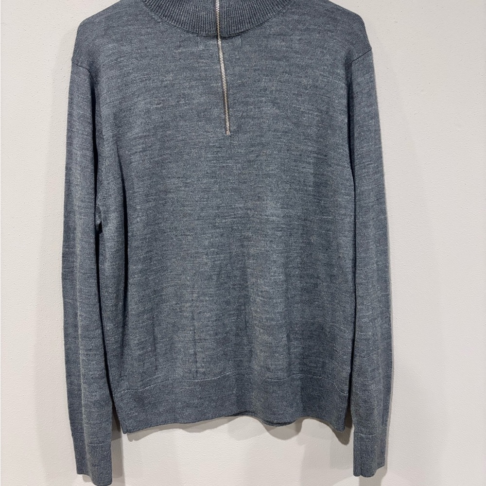 J. Crew Men's Charcoal Quarter Zip-Up Sweater